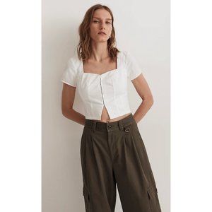 Madewell $82 Poplin Hook Front Top in White Size 12 NM387